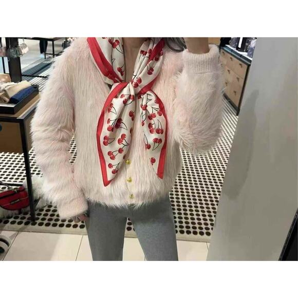 NWT Limited Coach Cherry Swirl Print Silk Square Scarf CZ533 - Picture 6 of 6